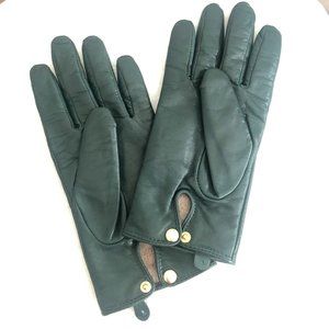 Club Monaco Dark Green Leather Gloves